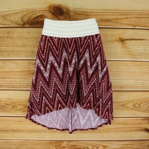 NOBO No Boundaries High Low Skirt Womens XS Maroon Floral Geometric Stretch Soft